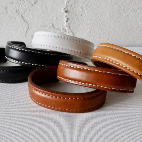 PERSIMMON 18mm幅 革製 バングル ホワイト × ホワイト バングル