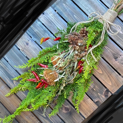 クリスマス スワッグ コニファーとコットン ドライフラワー Tizuru