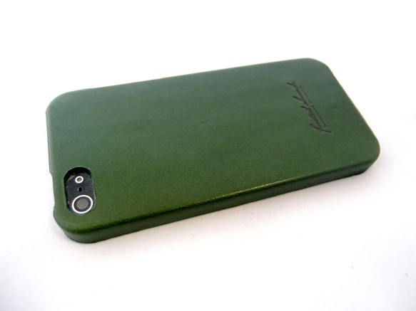 iPhone5, 5S専用レザーケース　栃木レザー　緑 1枚目の画像