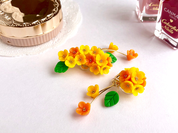 ふんわり香る金木犀（アシンメトリー・イヤーカフ）花びら揺れる 2枚目の画像