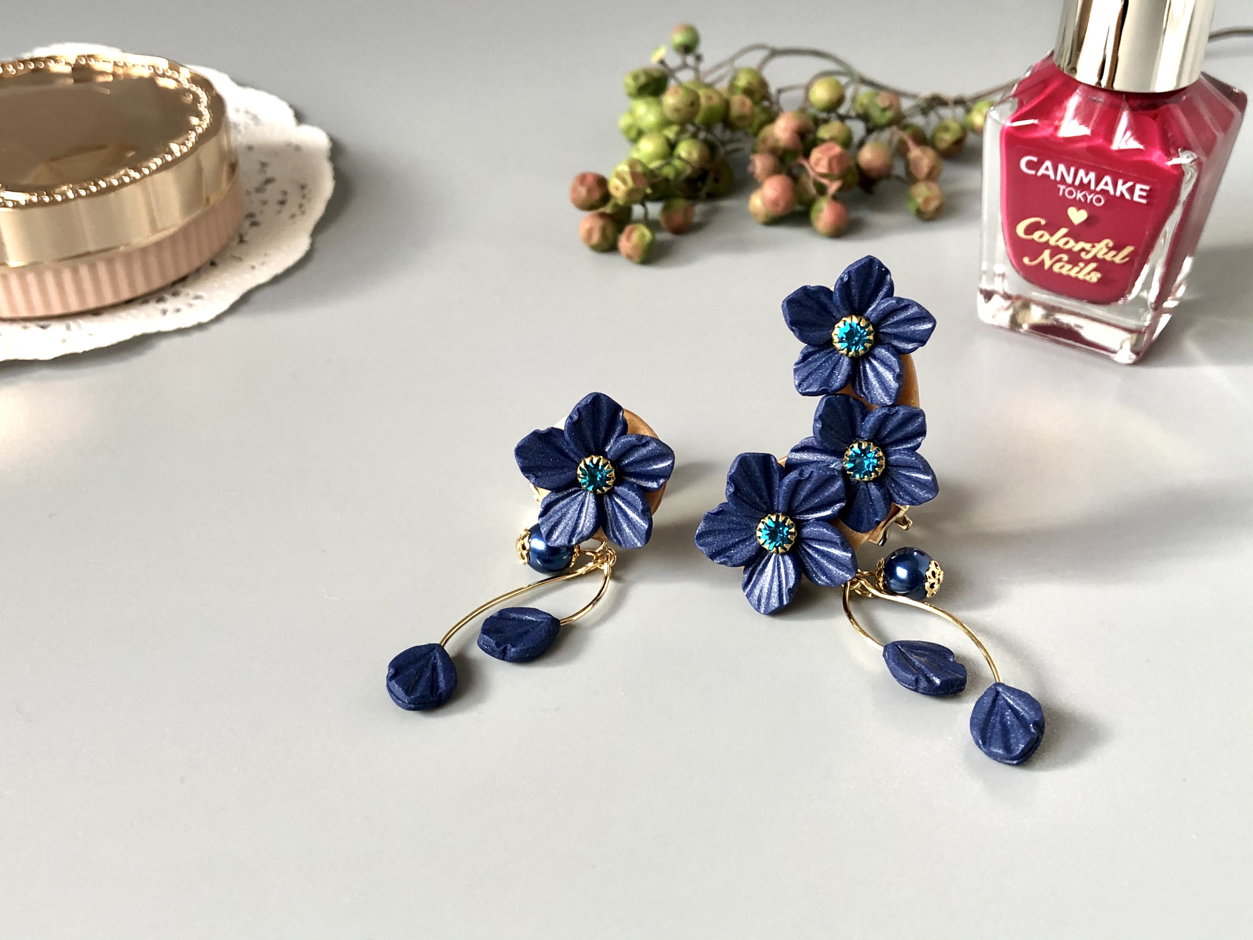 フラワー装飾 さえら　Akiakane ネイビー アームカバー