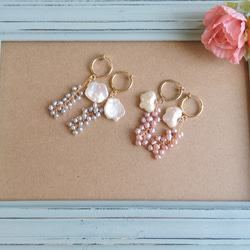 淡水粉紅珍珠和蝴蝶耳環 第2張的照片