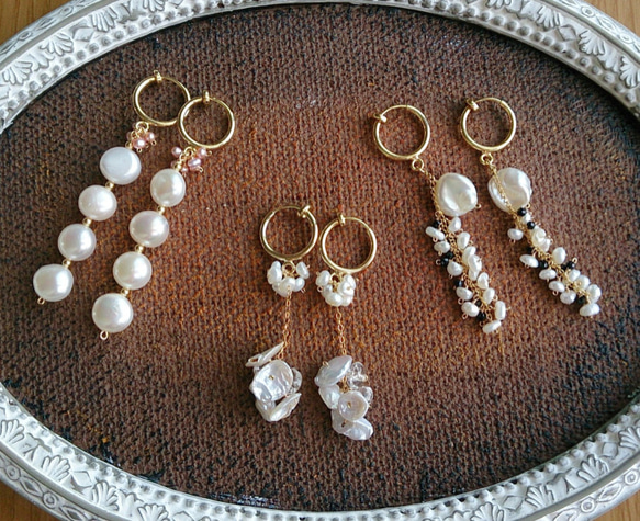 W珍珠和水晶耳環 第5張的照片