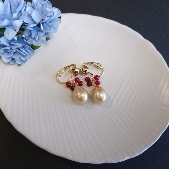 gold-pearl&red-agate《C-68》 4枚目の画像