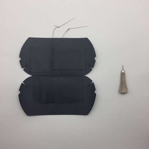 がま口財布真鍮口金 エルバマット ブラック encyoku creema