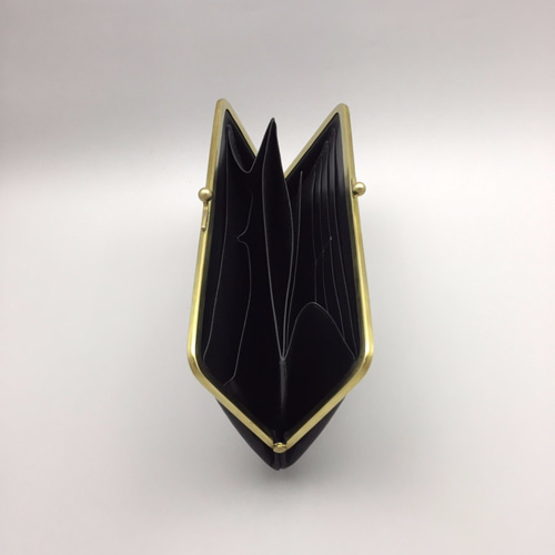 がま口財布真鍮口金　エルバマット　ブラック　encyoku creem がま口財布真鍮口金 エルバマット ブラック encyoku creema
