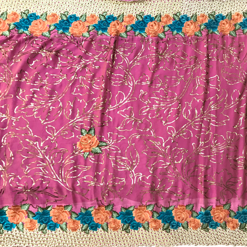 インド刺繡 インド 刺繍 生地 布 素材 小物 ピンク PN‐59 生地