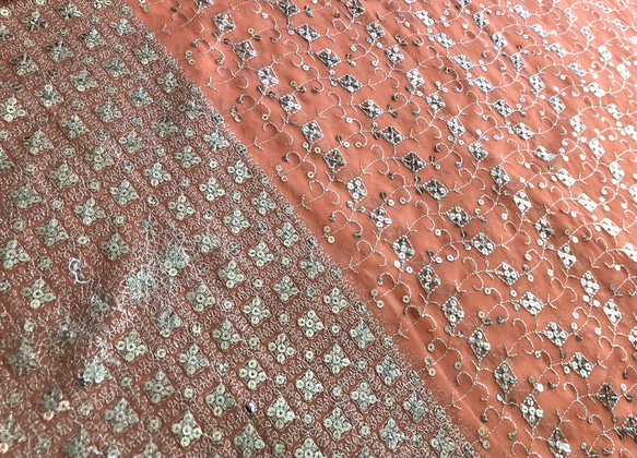 インド刺繡　ピンク　　PN-62 　インド　刺繍　生地　布　素材　小物　 4枚目の画像