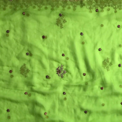 端切れ　グリーン　G-26　インドサリー製　ザリワーク（金属刺繍生地） 2枚目の画像