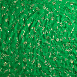 端切れ　グリーン　G-18　インドサリー製　ザリワーク（金属刺繍生地） 2枚目の画像