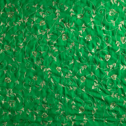 端切れ　グリーン　G-18　インドサリー製　ザリワーク（金属刺繍生地） 3枚目の画像