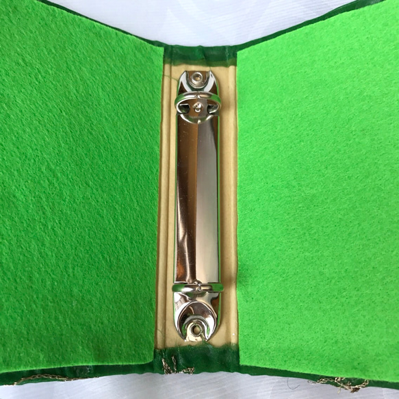 フォトブック　　インドサリー製　ザリワーク（金属刺繍生地）グリーン G-1 3枚目の画像