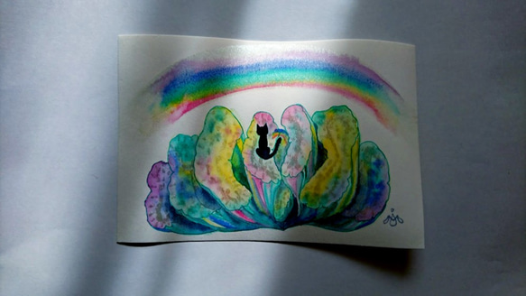 水彩作品『虹の架け橋』ポストカードサイズ 2枚目の画像