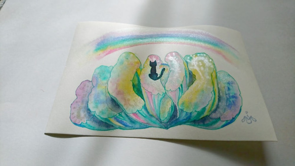 水彩作品『虹の架け橋』ポストカードサイズ 3枚目の画像