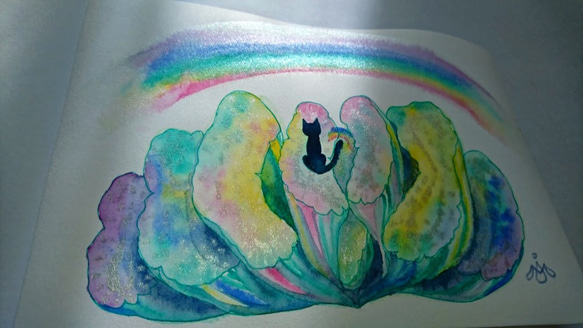 水彩作品『虹の架け橋』ポストカードサイズ 4枚目の画像