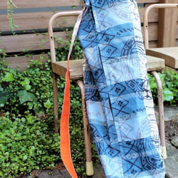 帯で作ったヨガマットケース　青　ヨガマットバッグ 4枚目の画像