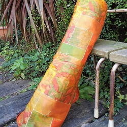 帯で作ったヨガマットケース　膨れ織り刺繍入のレンガ色帯 1枚目の画像