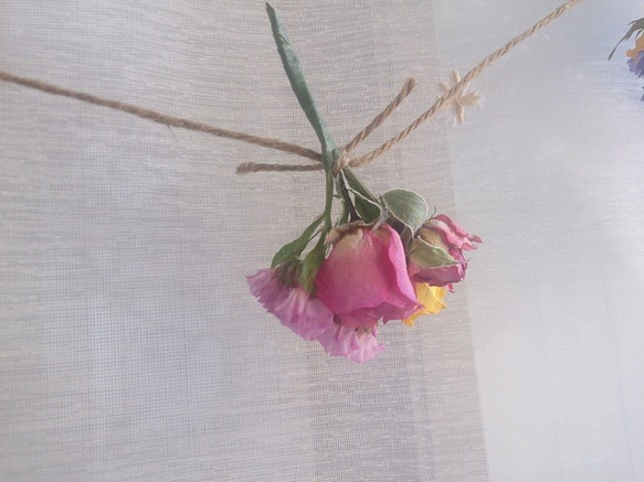 ドライフラワー ミニバラの小さな花束ガーラント ガーラント 3枚目の画像
