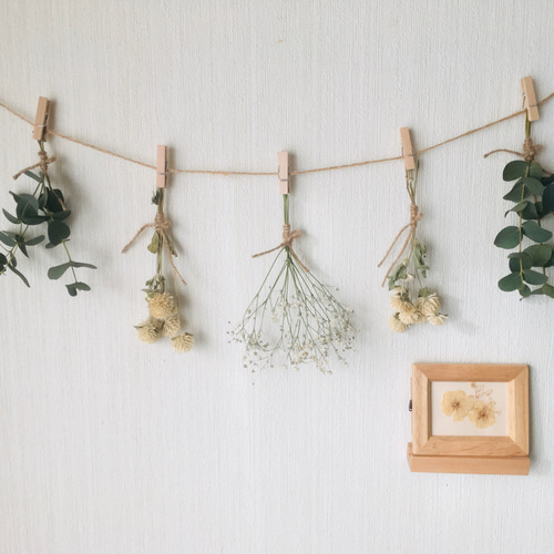 グリーンホワイトドライフラワーガーランド 【公式通販】