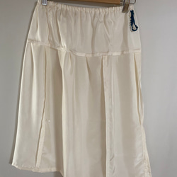 絹紬　２柄　渋紫幾何学ドット　ピンク麻の葉模様フレアスカート　着物裏白絹ペチコート付　85 8枚目の画像