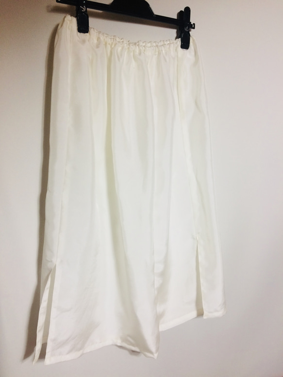 着物リメイク　華やか紫フレアスカート　絹お召し　白絹ペチコート付き　36 6枚目の画像