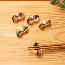 『新作』寄木の箸置き 5個セット　豆形 ミニサイズ 2枚目の画像