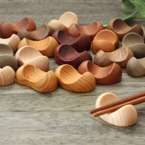 木の箸置き 『6個セット』豆形 ミニサイズ 木の種類いろいろ おまかせ