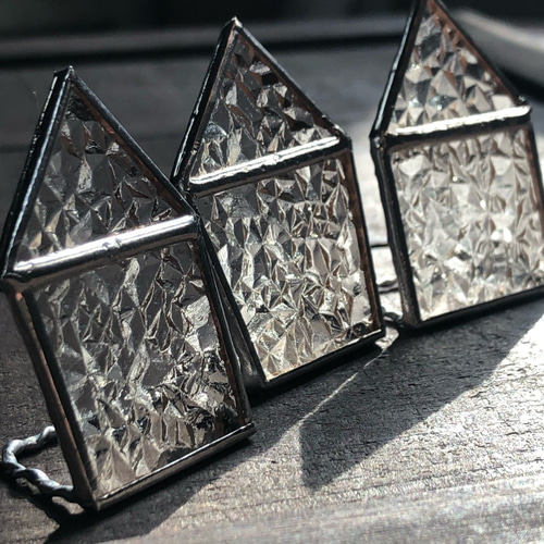 自立型おうち ダイヤ ステンドグラス 昭和レトロガラス アンティーク