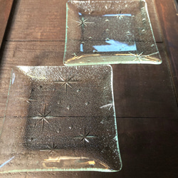 銀河　　小皿　　昭和レトロガラス　アンティーク　型ガラス　もったいないをカタチに　思い出と一緒に 4枚目の画像