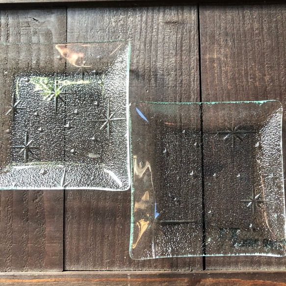 銀河　　小皿　　昭和レトロガラス　アンティーク　型ガラス　もったいないをカタチに　思い出と一緒に 5枚目の画像