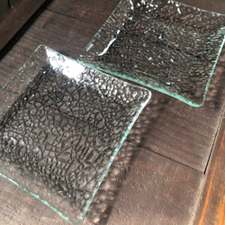 ダイヤ　　小皿　　昭和レトロガラス　アンティーク　型ガラス　もったいないをカタチに　思い出と一緒に 3枚目の画像