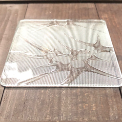 New!　浮き草　　ガラスコースター　　昭和レトロガラス　アンティーク　型ガラス　もったいないをカタチに　 5枚目の画像