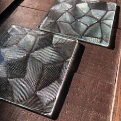 New!　きらら　ガラスコースター　　昭和レトロガラス　アンティーク　型ガラス　もったいないをカタチに　 3枚目の画像
