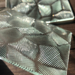 New!　きらら　ガラスコースター　　昭和レトロガラス　アンティーク　型ガラス　もったいないをカタチに　 6枚目の画像