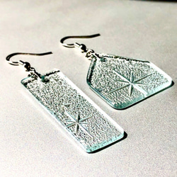 アシンメトリーピアス 銀河 昭和ガラス 型板グラス レトロガラス