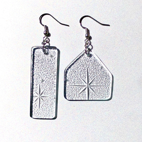 アシンメトリーピアス 銀河 昭和ガラス 型板グラス レトロガラス