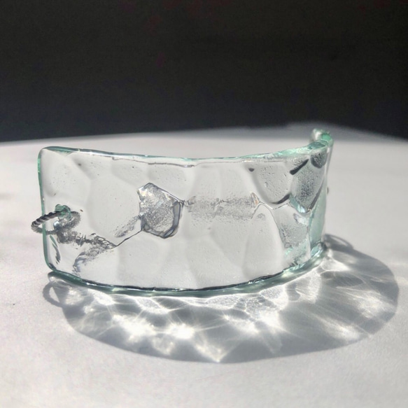 【受注制作】石目　ブレスレット　昭和レトロガラス　アンティーク　型ガラス　もったいないをカタチに　思い出と一緒に　 5枚目の画像