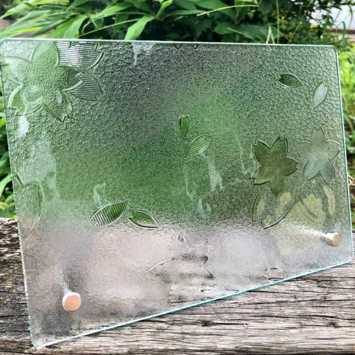 プレート 4mm さくら 型板ガラス 昭和ガラス レトロガラス