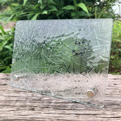 プレート　2mm  まつば　型板ガラス　昭和ガラス　レトロガラス　アンティーク　もったいないをカタチに　想い出と一緒に 2枚目の画像