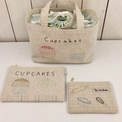 ゆみすけ様専用ランチバッグ ❷カップケーキ 刺し子 刺繍 2枚目の画像