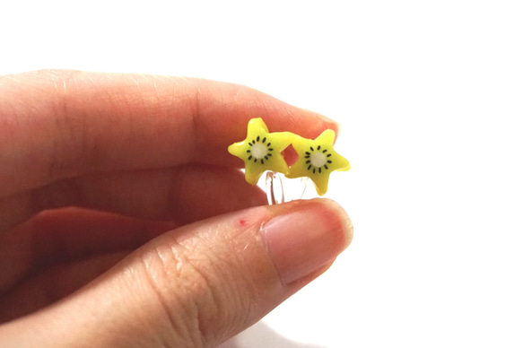 夏日清新奇異果夾耳環 | 仿真食物黏土製耳環 接單製作 第2張的照片