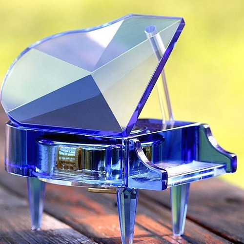 ピアノオルゴールクリスタル（紫色）（送料無料）（あんしん保証付き