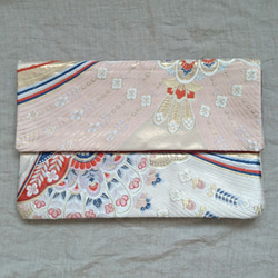 【mag096様】帯リメイク 古典植物柄 クラッチバッグ メトワ metoi 刺繍レース クラッチバッグ オケージョン お呼ばれ