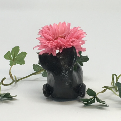 工房彩陶「鯨花器 」（くじら クジラ 黒 ブラック 香炉 陶器 一輪ざし