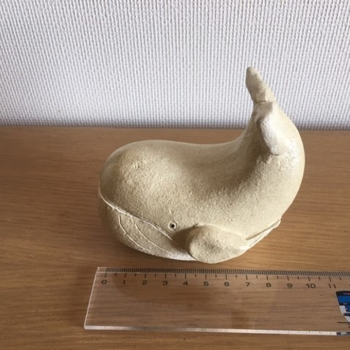 工房彩陶「鯨小物入れ」（くじら クジラ 白 ホワイト 香炉 陶器 BOX