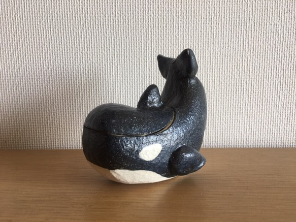 工房彩陶「シャチ小物入れ」（シャチ 鯱 くじら クジラ 陶器 BOX