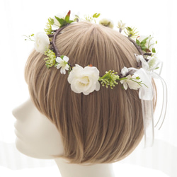 ☆特集掲載☆花冠 子供用 キッズ用 ベビー用 ~ Flower Tiara ~　白　花かんむり　お誕生日【感謝価格】 1枚目の画像