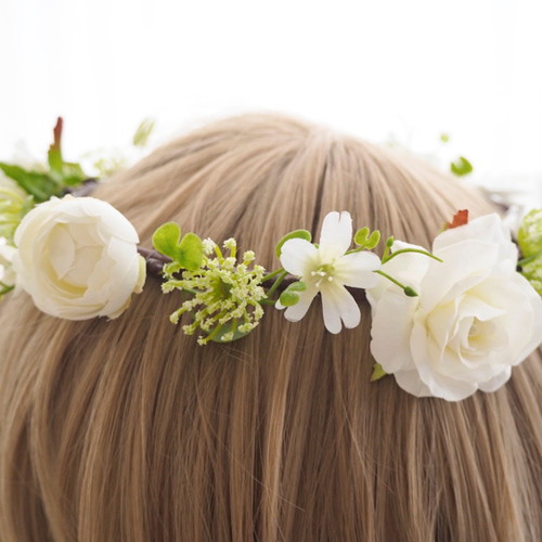 ☆特集掲載☆花冠 子供用 キッズ用 ベビー用 ~ Flower Tiara ~ 白 花  