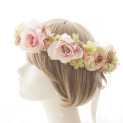 花冠　~ Antique Flower Tiara ~ Pink　バラ・薔薇・ローズ　結婚式☆ウエディング☆ブライダル 1枚目の画像