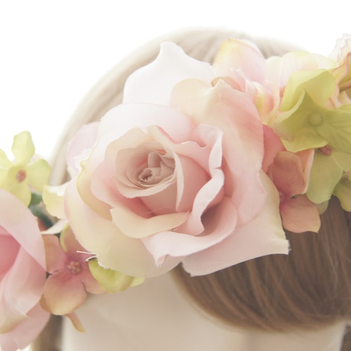 花冠 ~ Antique Flower Tiara ~ Pink バラ・薔薇・ローズ 結婚式